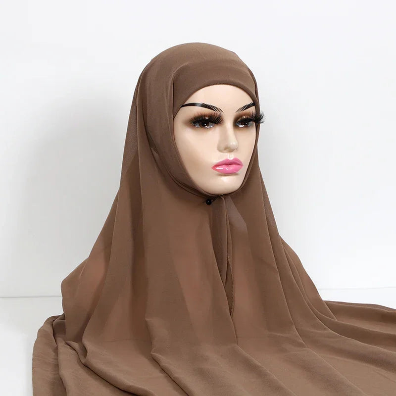 Chiffon Hijab With Underscarf Cap Bonnet Instant - Palm and Thread