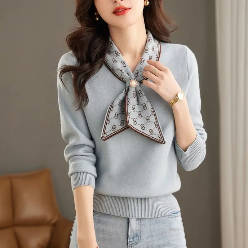 Beaded Bow Elegant Knitted Sweater Top - Palm and Thread