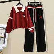 Polo Knitted Sweater + Loose Casual Pant Matching Set - Palm and Thread