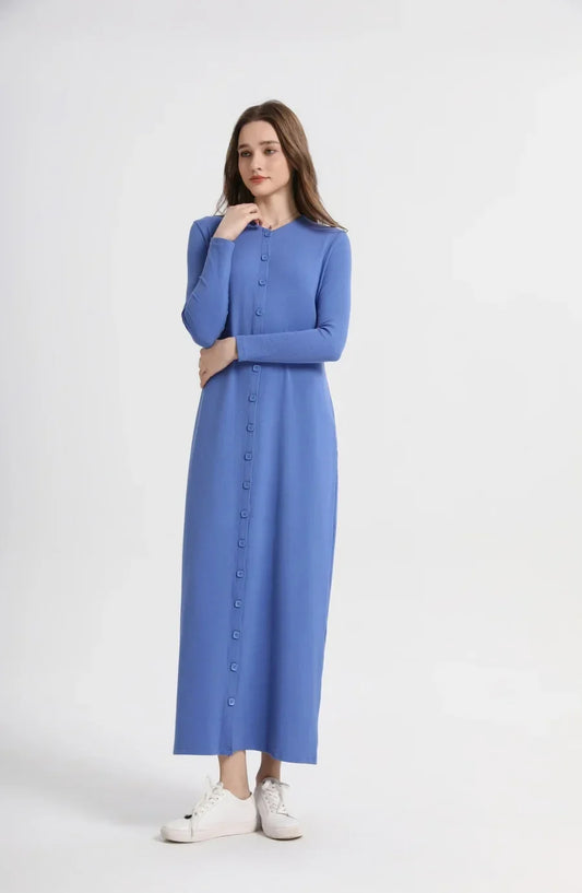 Comfortable ribbing maxi button dress - Palm and Thread