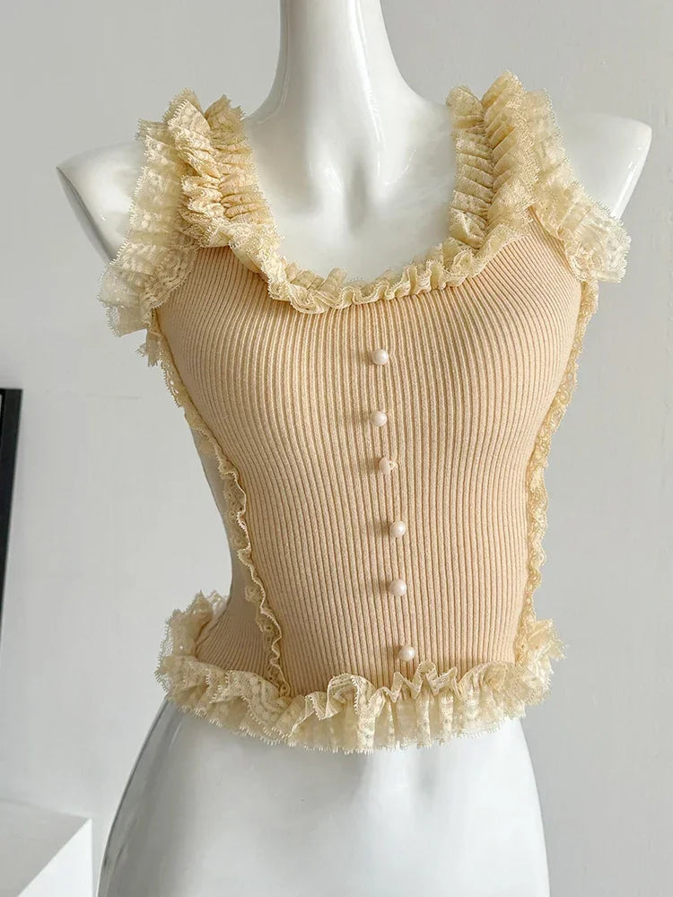 Lace Patchwork Crop Top - Palm and Thread