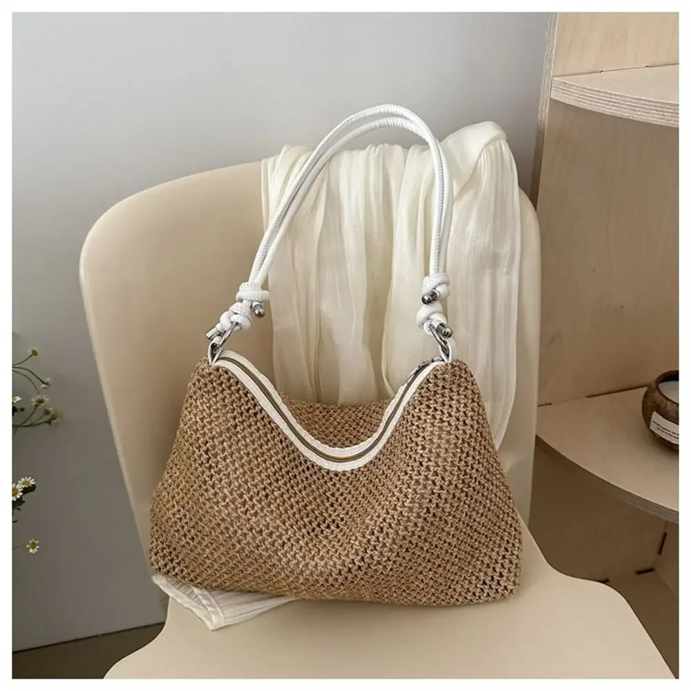 Handmade Braid Straw Beach Shoulder Bag - Palm and Thread