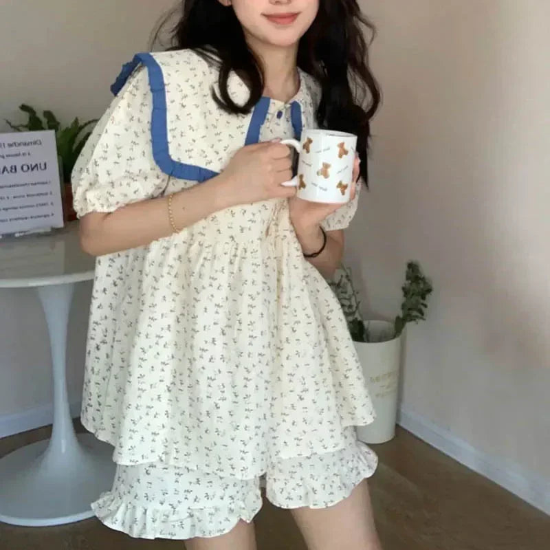 Flora Ruffle Pajama - Palm and Thread