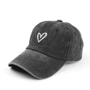 Versatile Peach Heart Embroidery Washed Old Baseball Hat - Palm and Thread