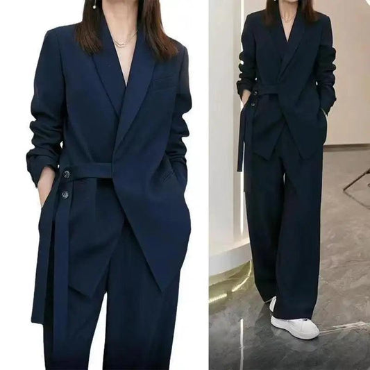 New Casual Suit Jacket Matching Set Elegant Loose Blazers Wide Leg Pants Two Piece - Palm and Thread