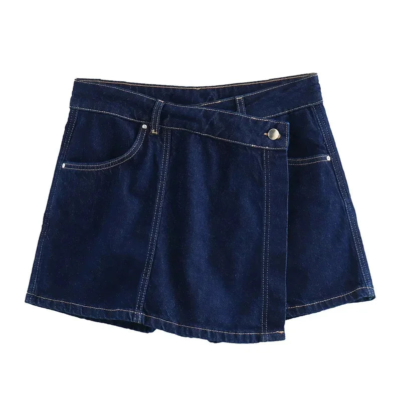 Denim Cropped Shirt and Skirt - Palm and Thread