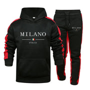 Tracksuit Print Casual Hooded Sweatshirt 2 Piece Set