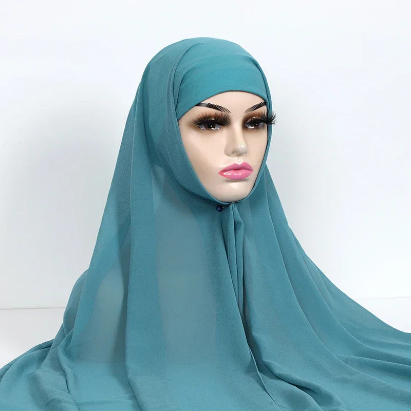 Chiffon Hijab With Underscarf Cap Bonnet Instant - Palm and Thread