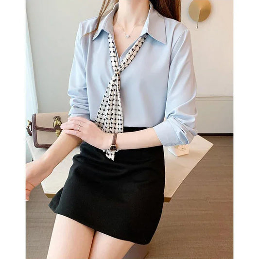 Chiffon Elegant Chic Bow Tie Blouse - Palm and Thread