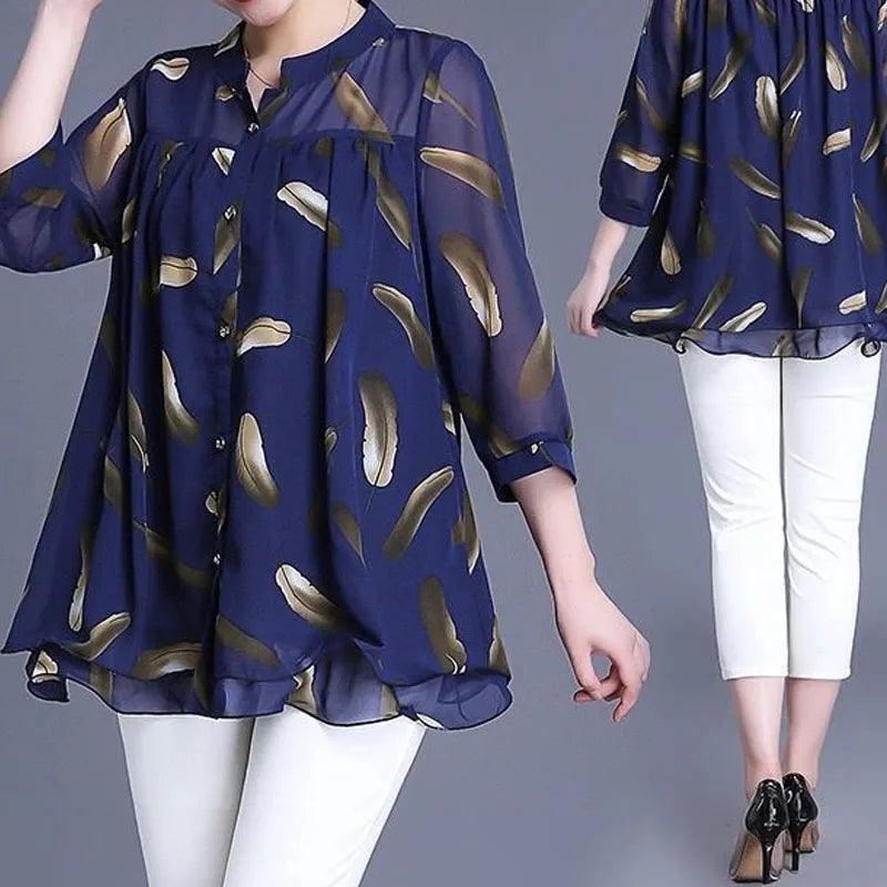 Casual Printed Chiffon Blouse - Palm and Thread