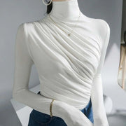 Pleated High Neck Blouse - Palm and Thread