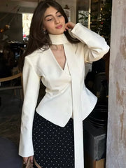Mini Skirt Elegant Striped Commute Patchwork Suit Sets - Palm and Thread