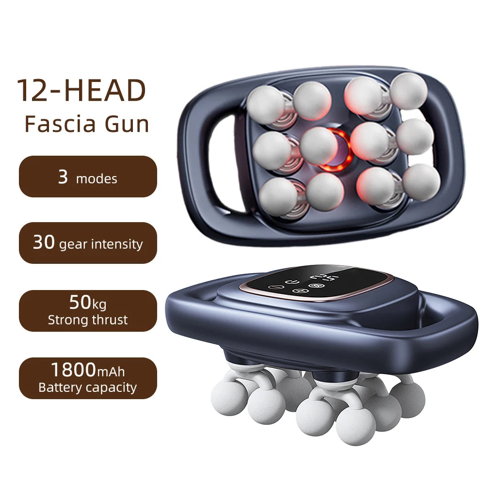 12-Head Fascia Body Massage Gun - Palm and Thread