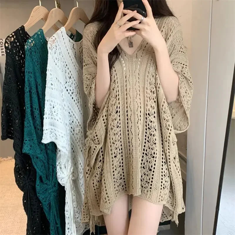 Pure Desire Hollow Lace-up V-neck Knitted Top - Palm and Thread