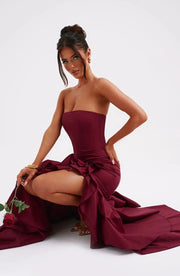 Sexy Strapless Slim Fit Slit Dress