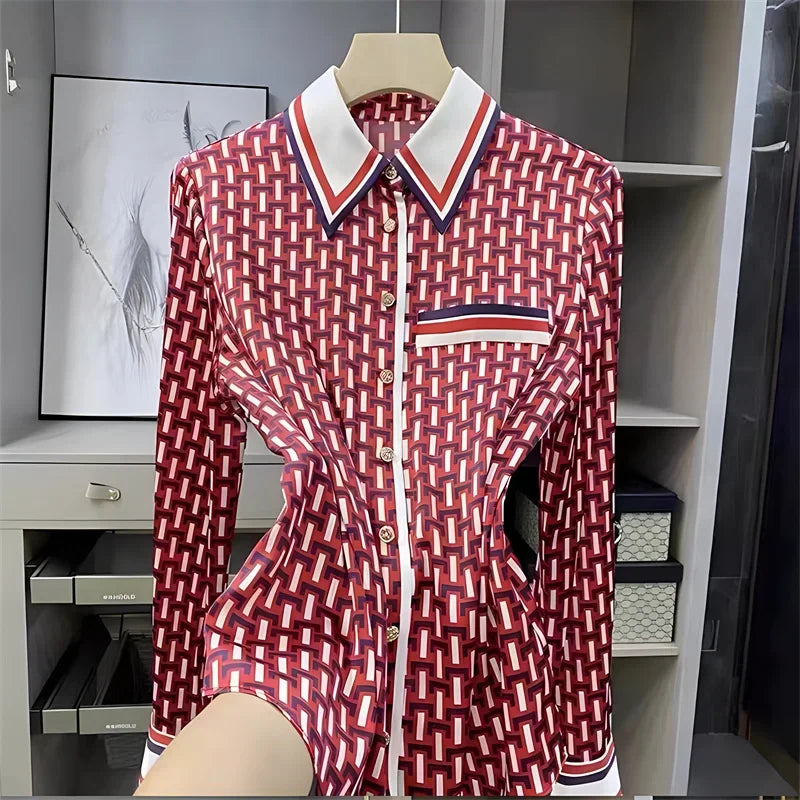 Red Plaid Printed Blouse - Palm and Thread