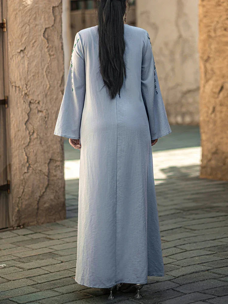 Luxury Long Sleeve Appliques Abaya - Palm and Thread