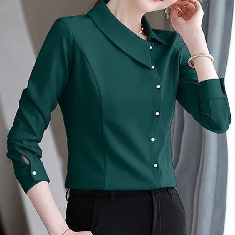 Elegant Chic Asymmetrical Slim Blouse - Palm and Thread