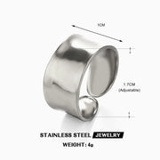 Multiple Styles Stainless Steel Geometric Texture Wide Ring - Palm and Thread