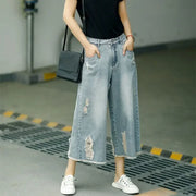 Capri Ripped Baggy Capri Jeans - Palm and Thread