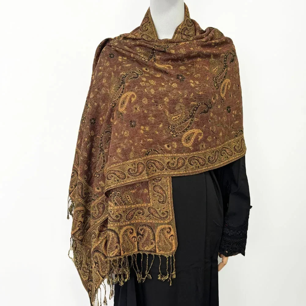 Fashion Paisley Kashmiri Imitated Pashmina Tassel Scarf - Palm and Thread