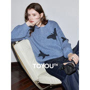 New Jacquard Butterfly Bead Pullover Top - Palm and Thread