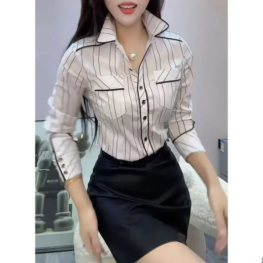 New Polo Collar Vertical Striped Shirt - Palm and Thread