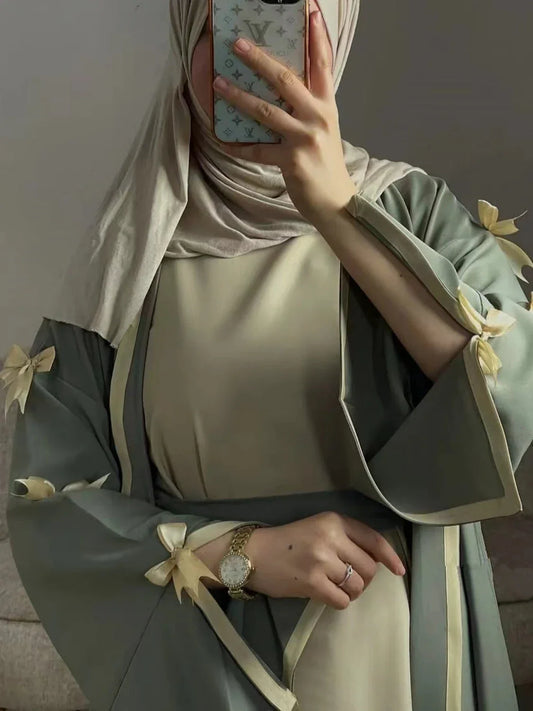 Bow Vestidos Largos Split Sleeve Abaya - Palm and Thread