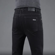 Pure Black Slim Jeans Elastic Straight Pant - Palm and Thread