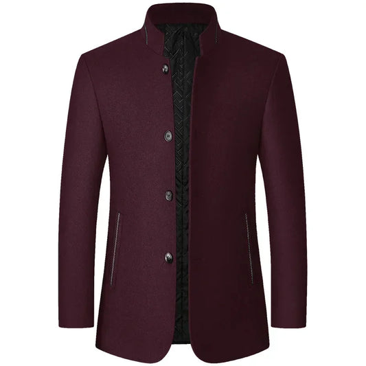 Chinese Style Stand Collar Solid Coat