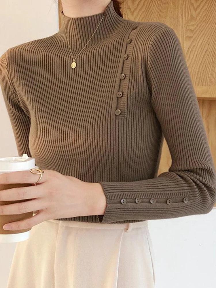 Knitted Sweater Long Sleeve Button Top - Palm and Thread