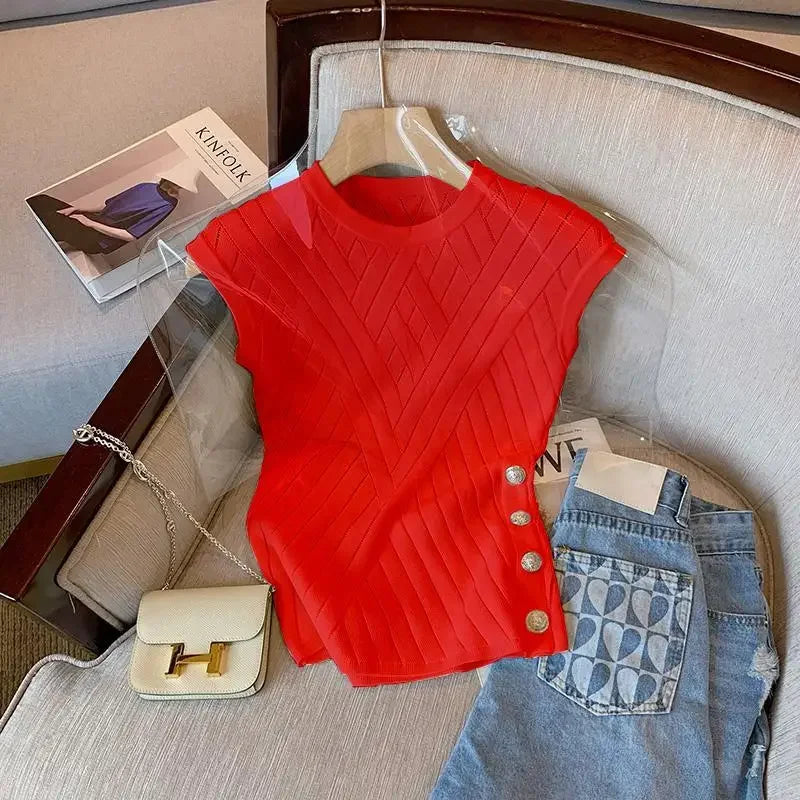Sleeveless Knitting Short Sleeve T-Shirt - Palm and Thread