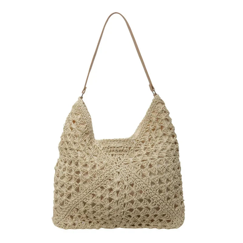 Straw Tote Vintage Vacation Shoulder Bag - Palm and Thread