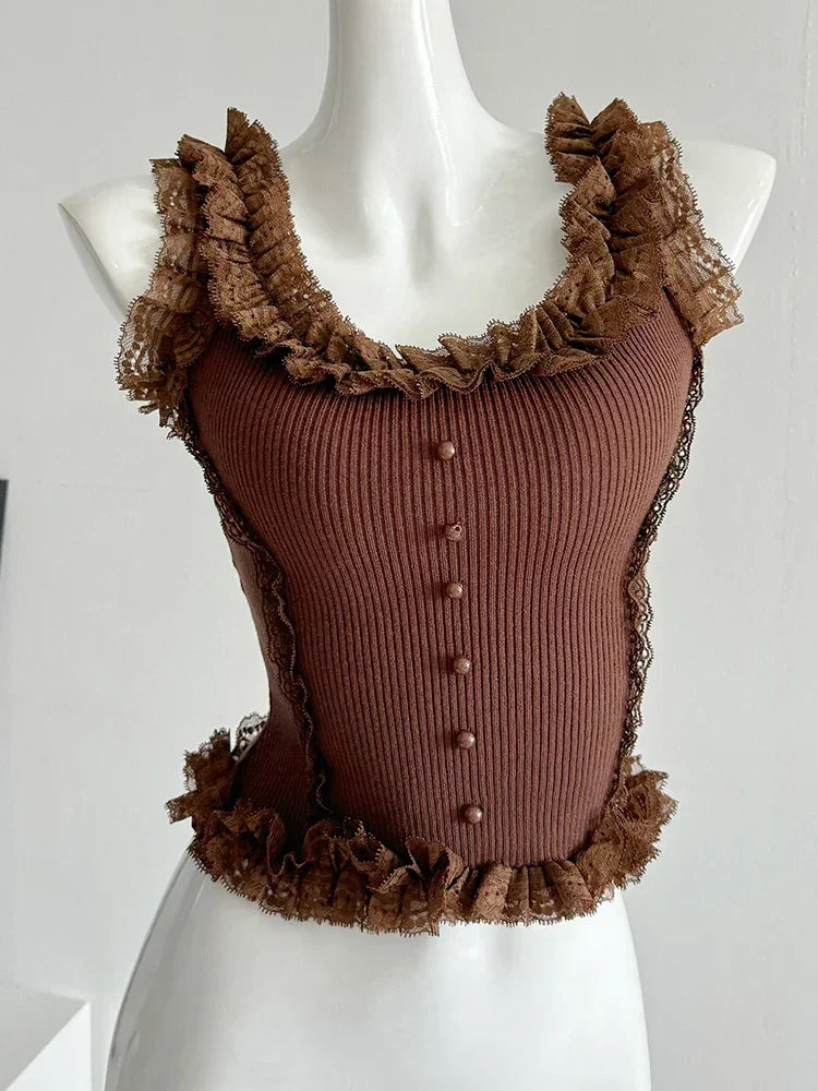 Lace Patchwork Crop Top - Palm and Thread