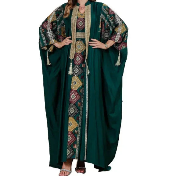 Embroidery Open Abaya Vestidos Cardigan Robe - Palm and Thread