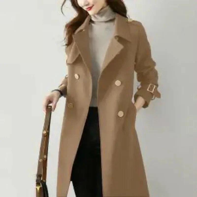 Elegant Trench Double Breasted Mid Length Coat - Palm and Thread