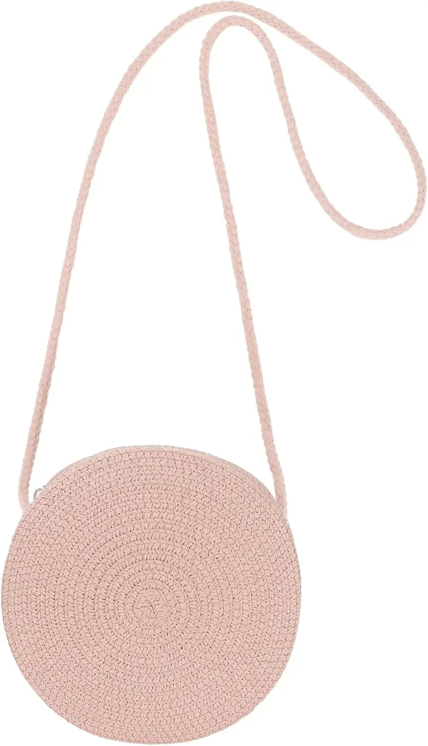 Minimalist Straw Bag Round Crossbody Purse - Palm and Thread