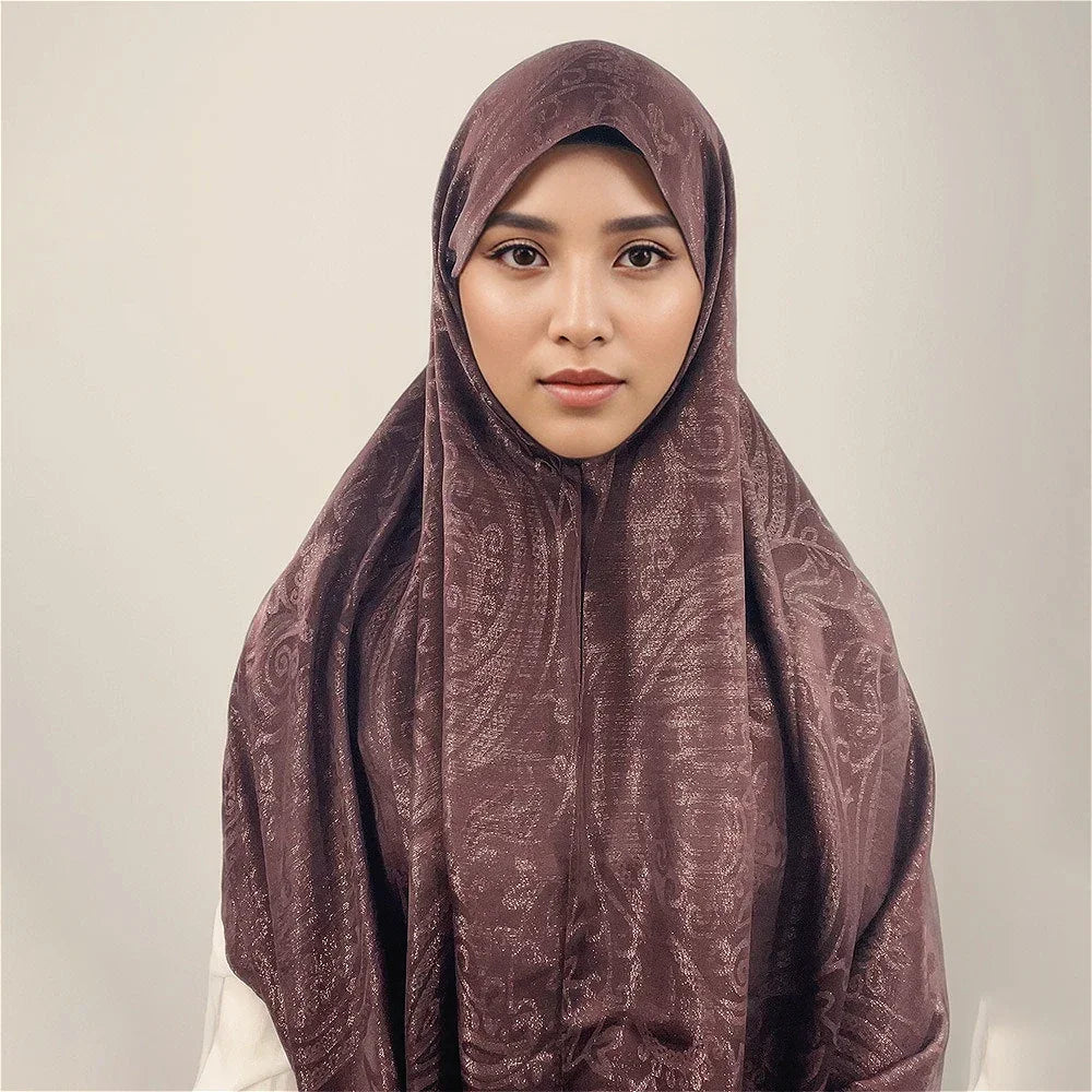 New Jacquard Satin Silk Hijab Scarf - Palm and Thread