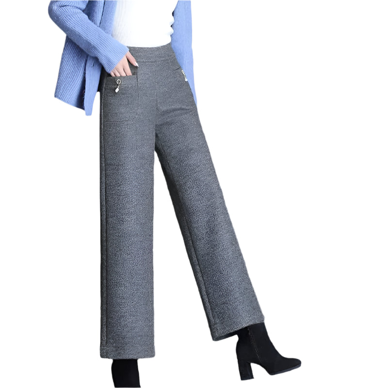 Elegant Thick Woolen Straight Pant - Palm and Thread