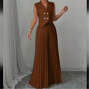 Elegant Commuting Solid Color Sleeveless Top + Trouser Two-piece Set - Palm and Thread