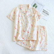 Cotton short-sleeved shorts pajamas set - Palm and Thread