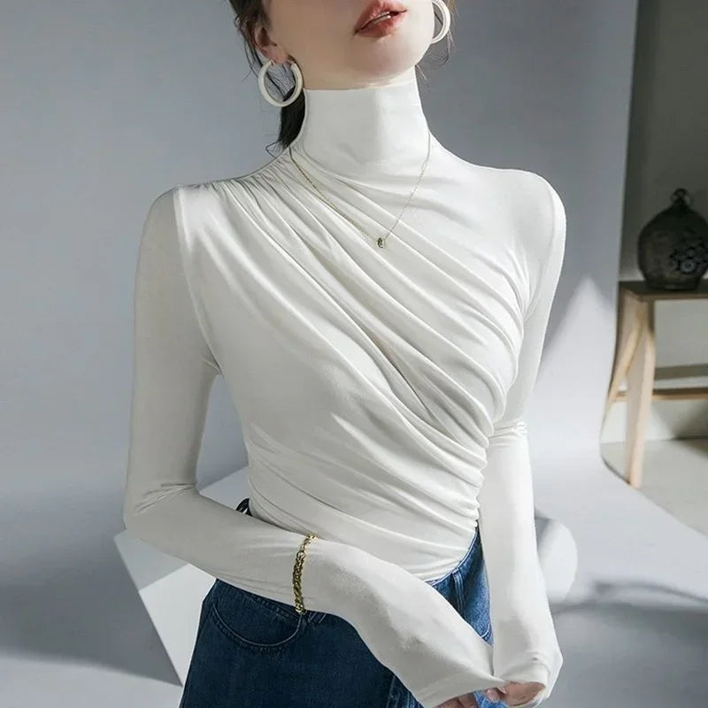 Pleated High Neck Blouse - Palm and Thread