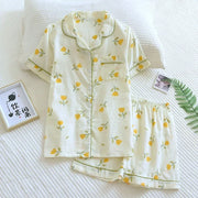 Cotton short-sleeved shorts pajamas set - Palm and Thread