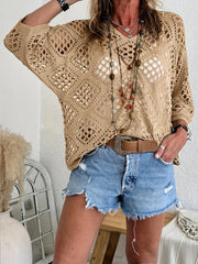 Hollow Out Knitted Sweater - Palm and Thread