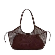 Mesh Beach Tote Foldable Bag With Inside Pocket - Palm and Thread