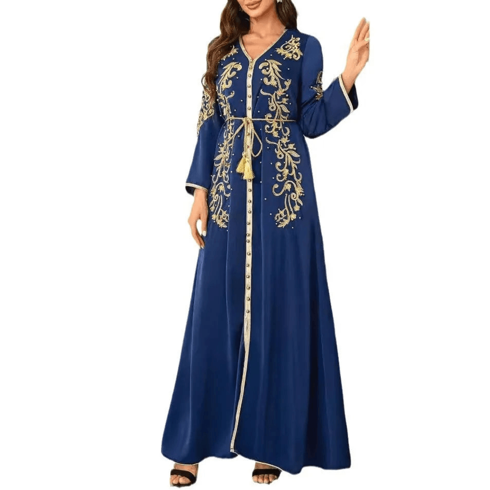 V-neck Long sleeved Robe Abaya - Palm and Thread