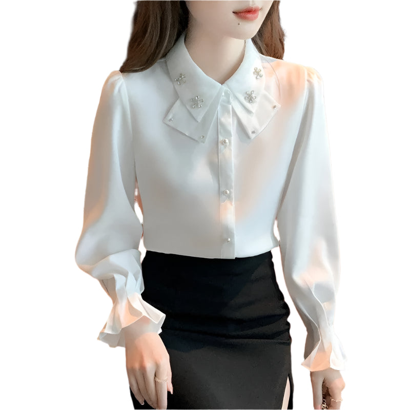 Elegant Long Sleeve Chiffon Blouse - Palm and Thread