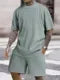 crew-neck vertical stripe T-shirt shorts short-sleeved suit