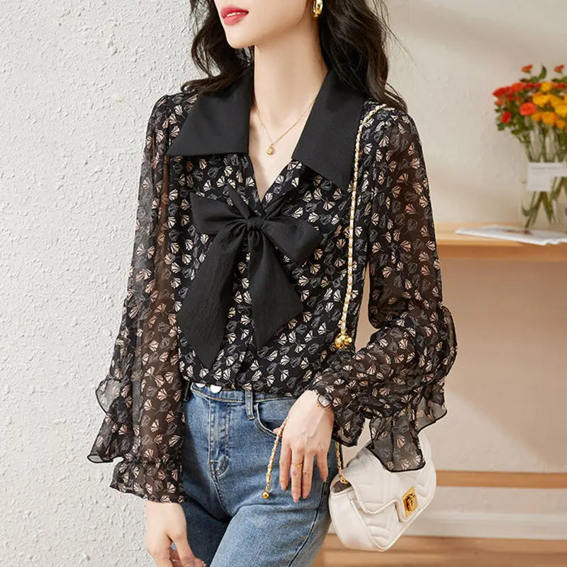 New Fashionable Long Sleeved Chiffon Top - Palm and Thread