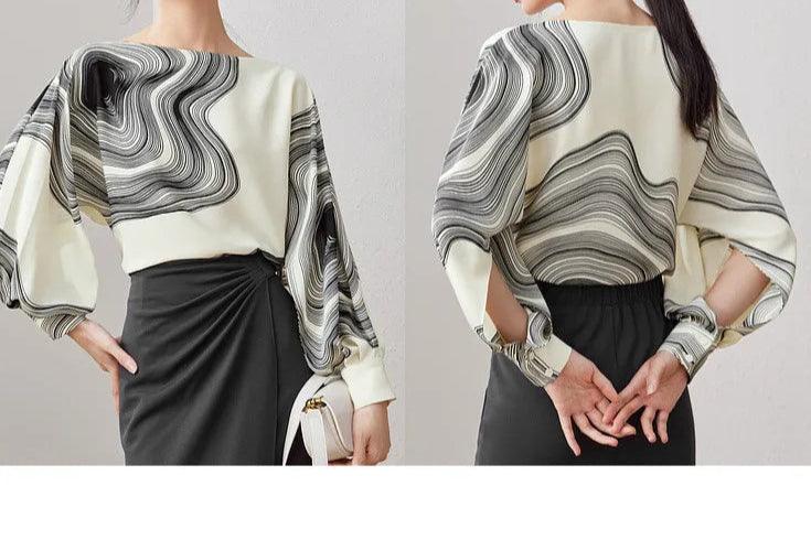 Printing Chiffon Elegant Blouse - Palm and Thread